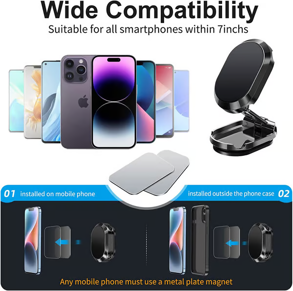 ๐ Alloy Folding Magnetic Car Phone Holder