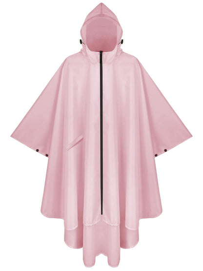 Hooded Rain Poncho for Adult with Pocket and Zipper, Waterproof Lightweight Raincoat for Men and Women