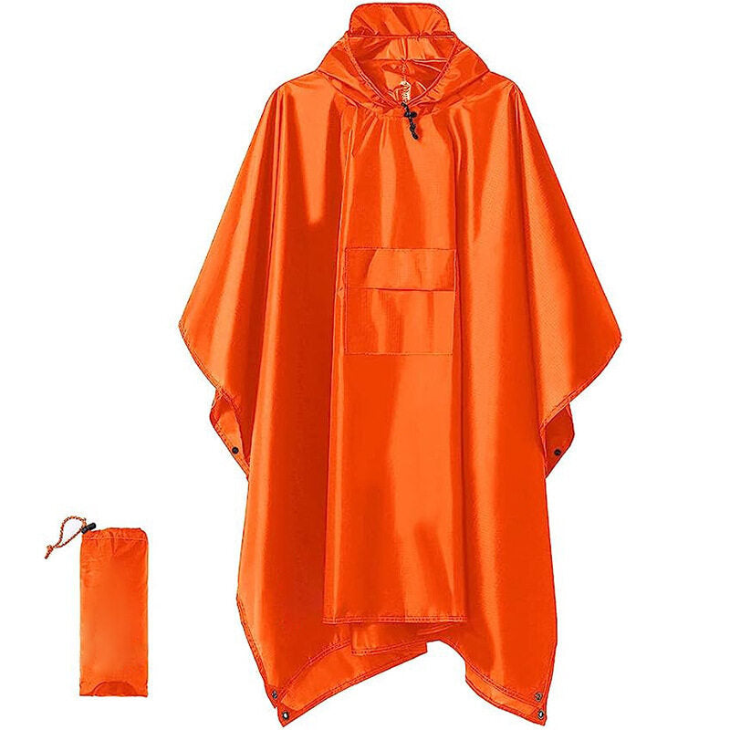 Hooded Rain Poncho for Adult with Pocket and Zipper, Waterproof Lightweight Raincoat for Men and Women