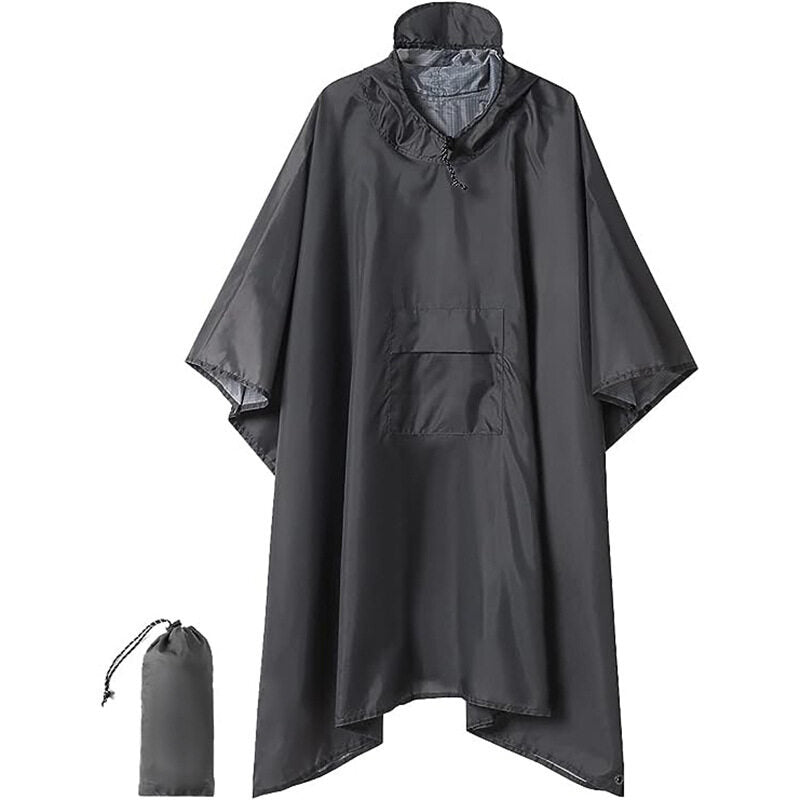 Hooded Rain Poncho for Adult with Pocket and Zipper, Waterproof Lightweight Raincoat for Men and Women