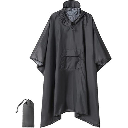 Hooded Rain Poncho for Adult with Pocket and Zipper, Waterproof Lightweight Raincoat for Men and Women