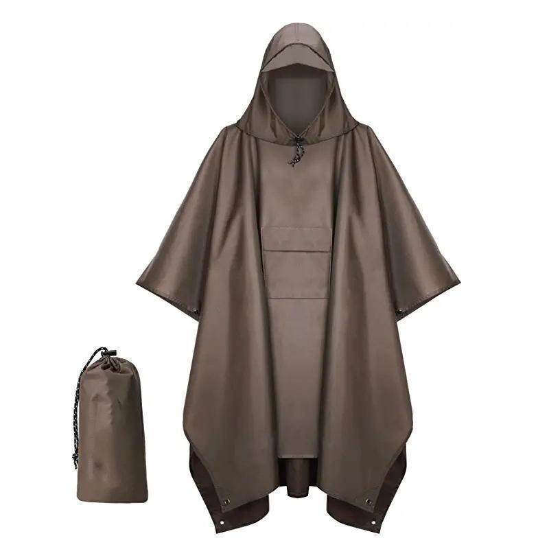 Hooded Rain Poncho for Adult with Pocket and Zipper, Waterproof Lightweight Raincoat for Men and Women
