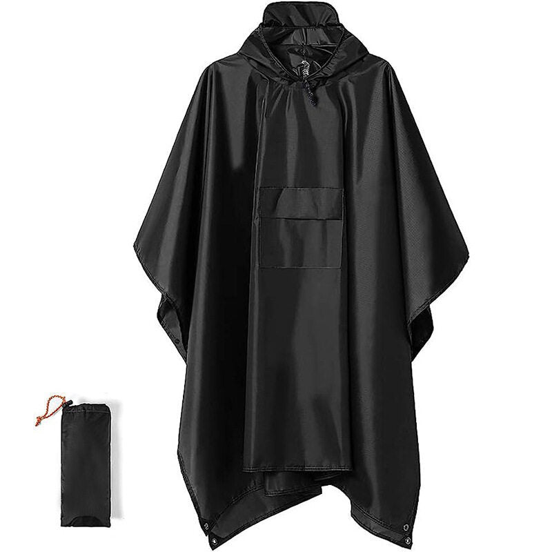 Hooded Rain Poncho for Adult with Pocket and Zipper, Waterproof Lightweight Raincoat for Men and Women