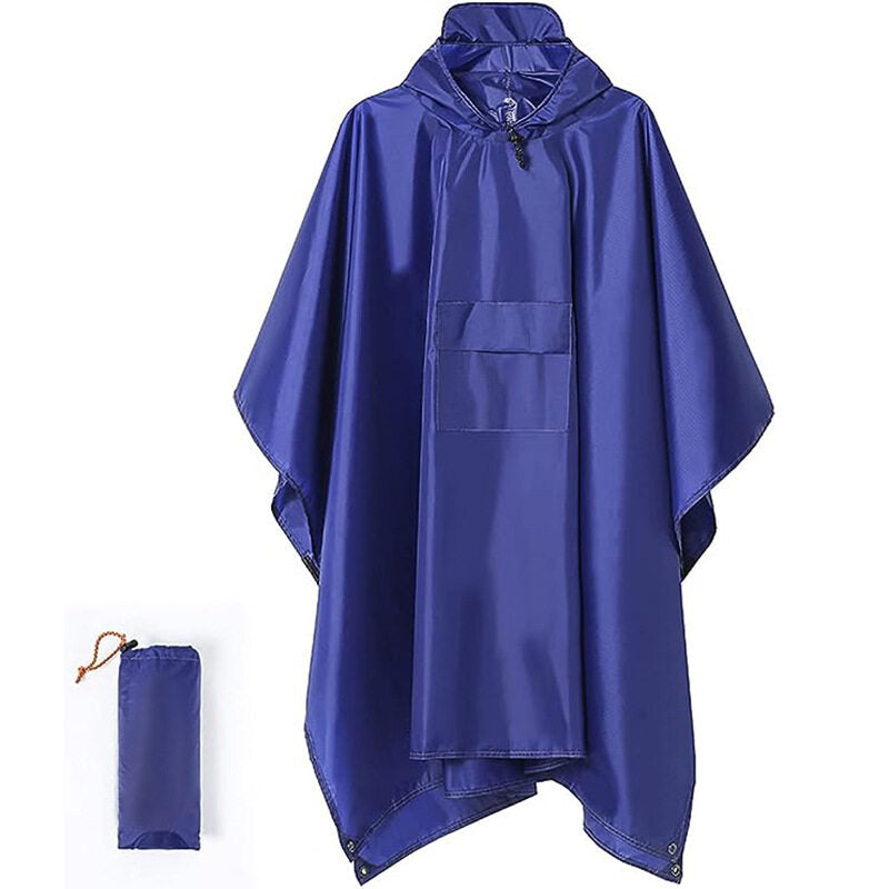 Hooded Rain Poncho for Adult with Pocket and Zipper, Waterproof Lightweight Raincoat for Men and Women
