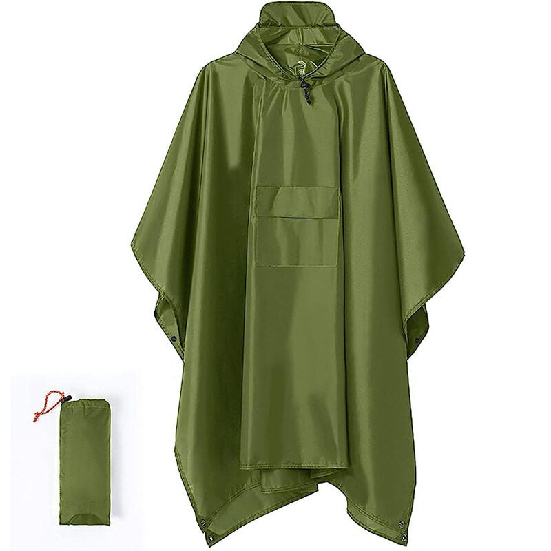 Hooded Rain Poncho for Adult with Pocket and Zipper, Waterproof Lightweight Raincoat for Men and Women