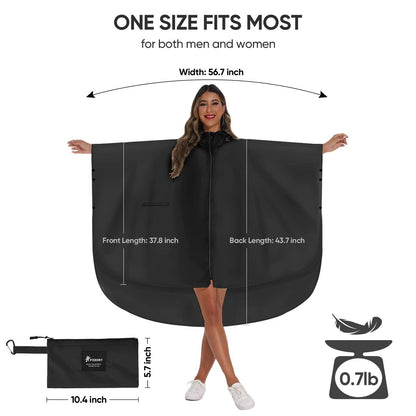 Hooded Rain Poncho for Adult with Pocket and Zipper, Waterproof Lightweight Raincoat for Men and Women