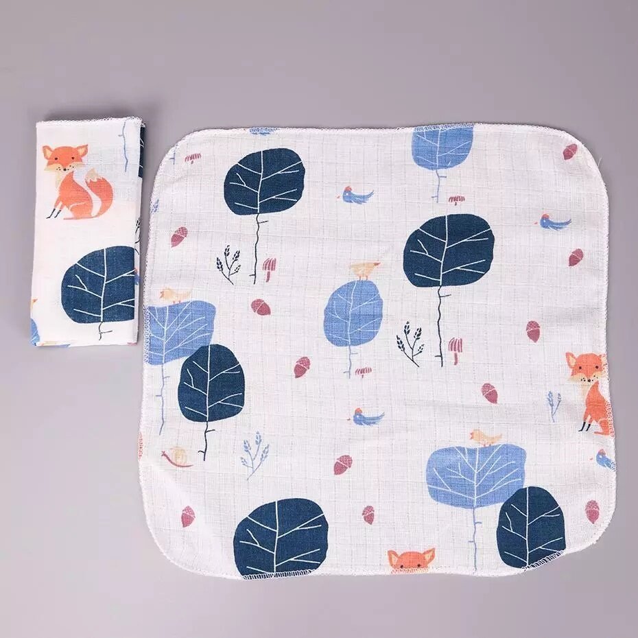 Kids Baby Cartoon Towel Handkerchief Cotton Muslin Towel Handkerchiefs Two Layers Wipe Handkerchiefs
